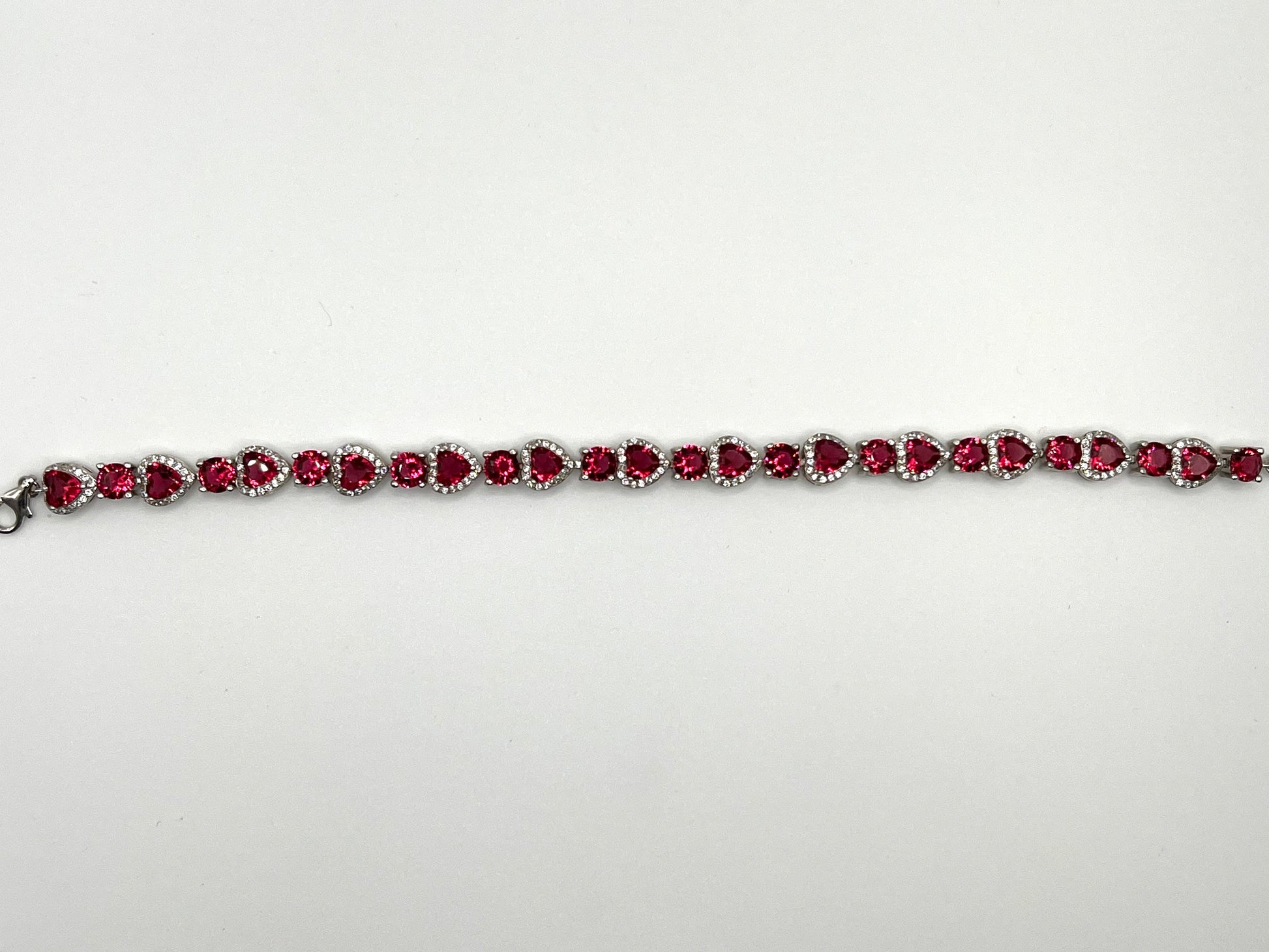 Sterling silver tennis bracelet with pink crystals