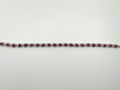 Sterling silver tennis bracelet with pink crystals
