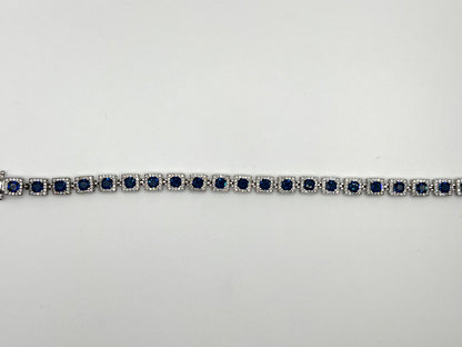 Sterling silver tennis bracelet with blue crystals
