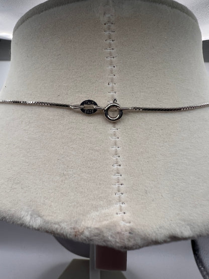 Sterling Silver Pendant Necklace - Pink Crystal