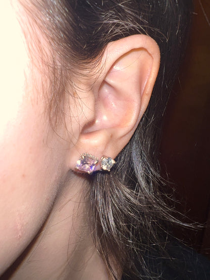 Sterling Silver Pink Crystal Earrings