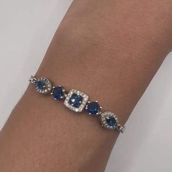 Sterling silver bracelet with blue crystals